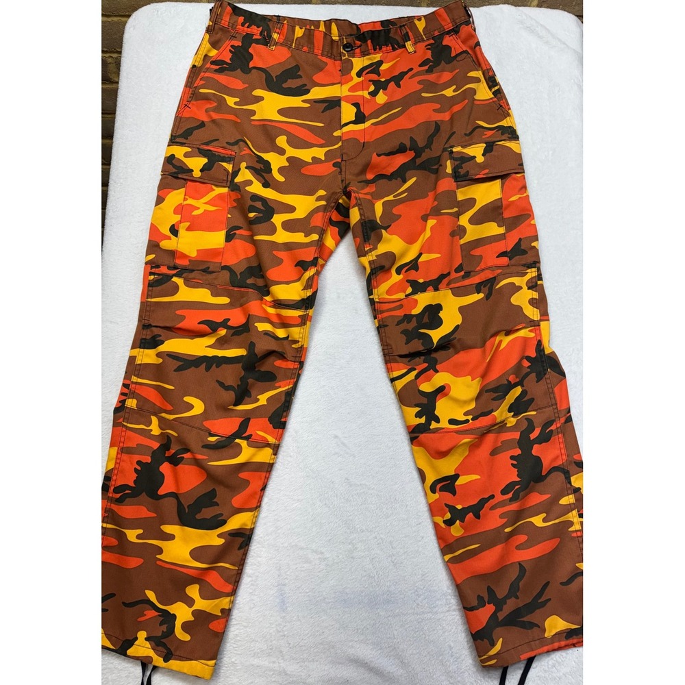 Backbone Mens Orange Camo Cargo Pants Tactical Streetwear Size 40 Camouflage